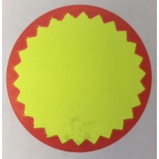 Etiket Ø35mm fluor geel met rode rand Tp35FLG
